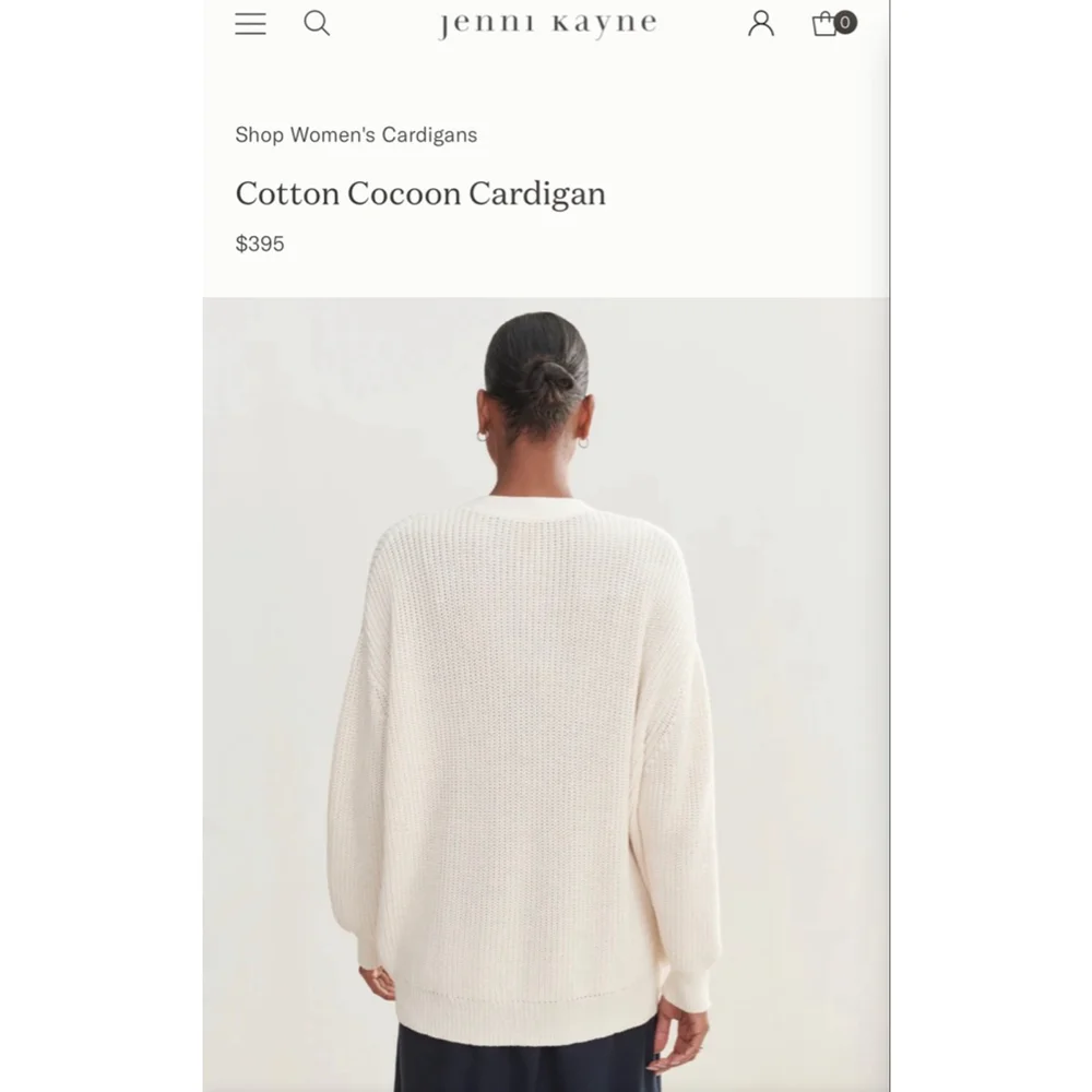 NWT Jenni Kayne Cotton Cocoon Cardigan Ivory XS (Fits up to xl!) - Picture 3 of 6